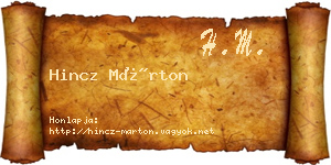 Hincz Márton névjegykártya